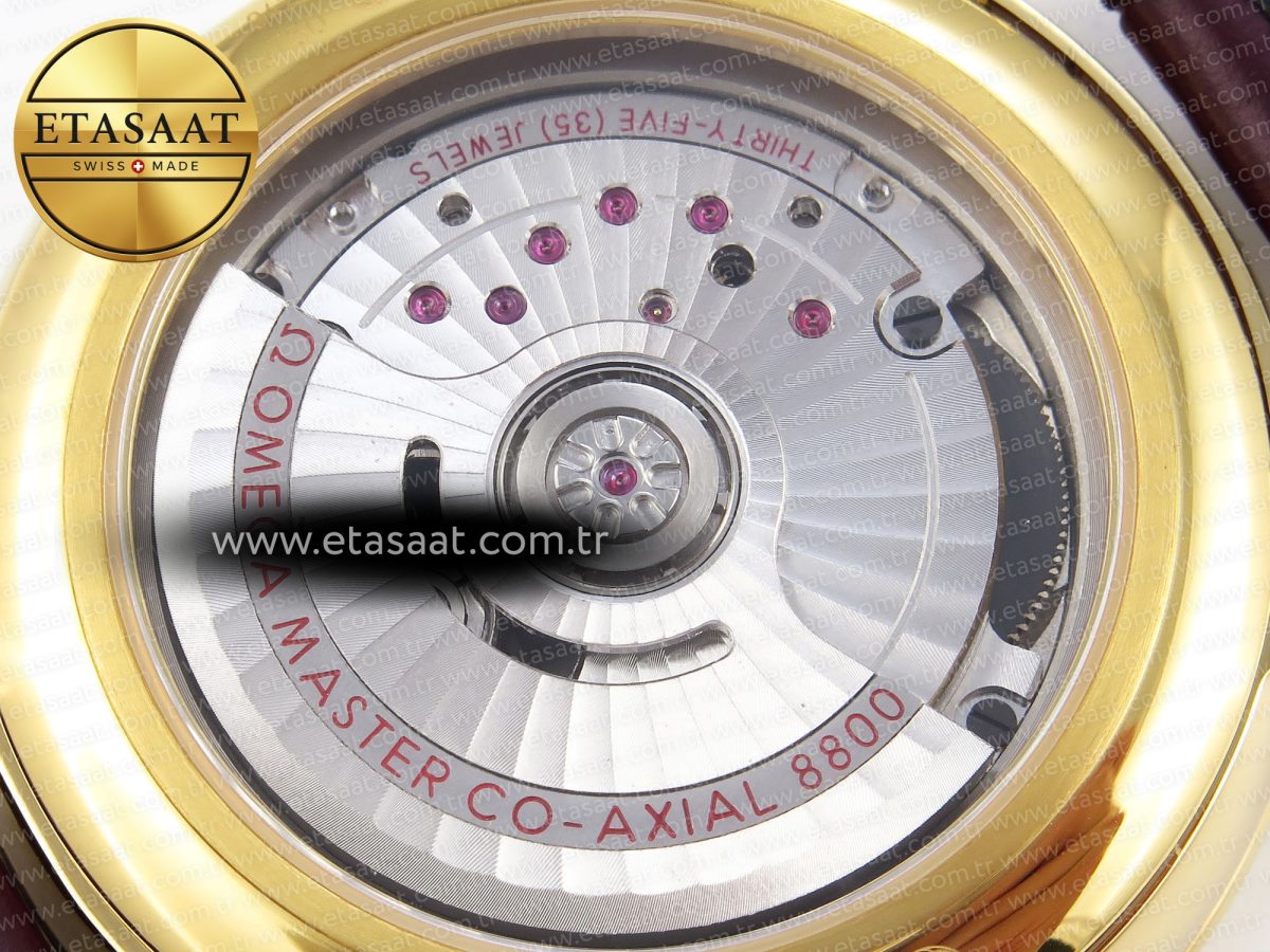 Omega De Ville Date YG White Textured Dial Roman Marker on Brown Leather A8800 - Görsel 18