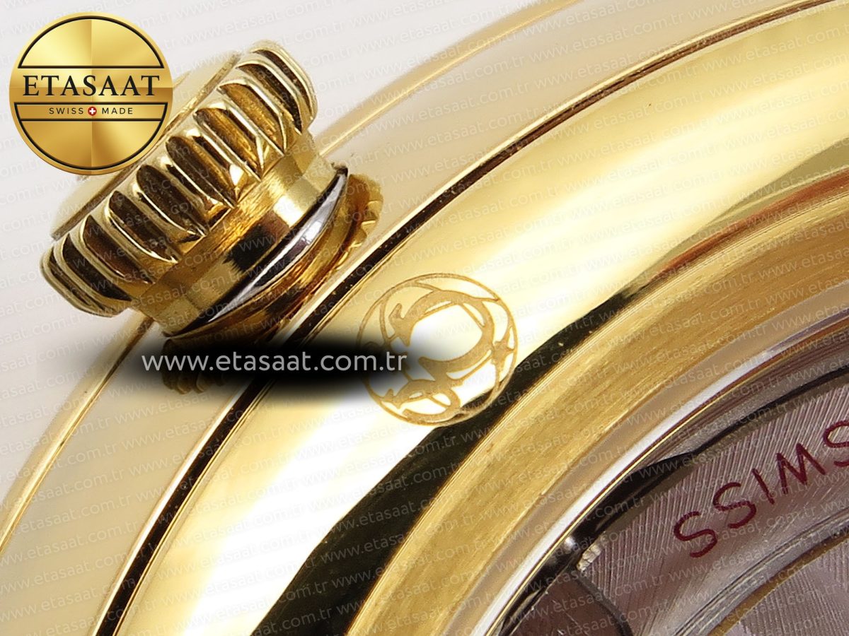 Omega De Ville Date YG White Textured Dial Roman Marker on Brown Leather A8800 - Görsel 23