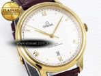 Omega De Ville Date YG White Textured Dial Roman Marker on Brown Leather A8800 - Görsel 5