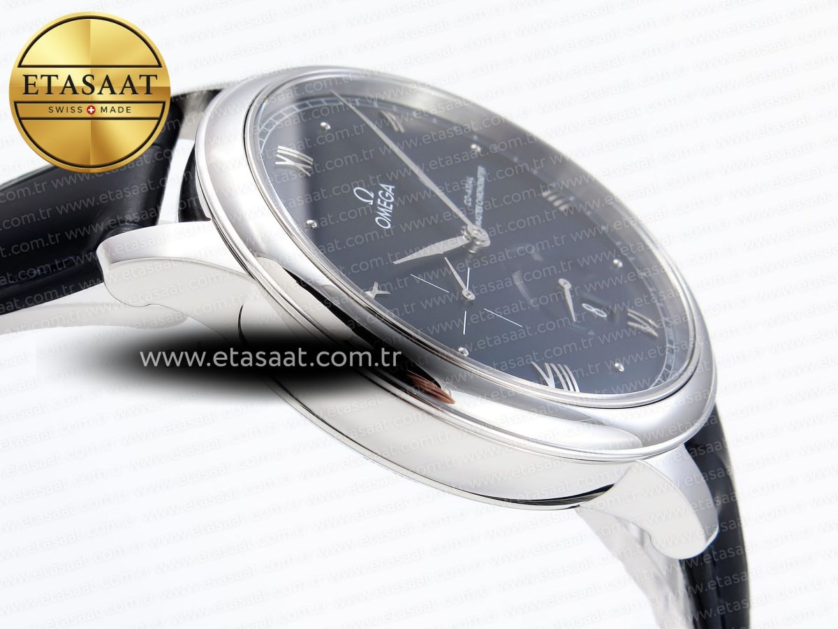 Omega De Ville Power Reserve SS MKF 1:1 Best Edition Black Dial on Black Leather Strap A8810 - Görsel 9