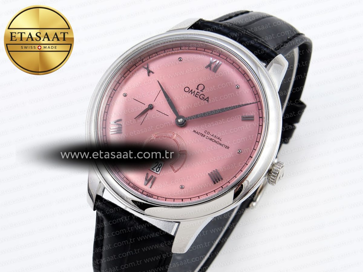 Omega De Ville Power Reserve SS MKF 1:1 Best Edition Pink Dial on Black Leather Strap - Görsel 1