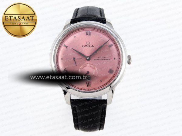 Omega De Ville Güç Rezervi SS Mkf Pembe Kadran Siyah Deri Eta Saat - 1:1 Süper Klon Replika Saat