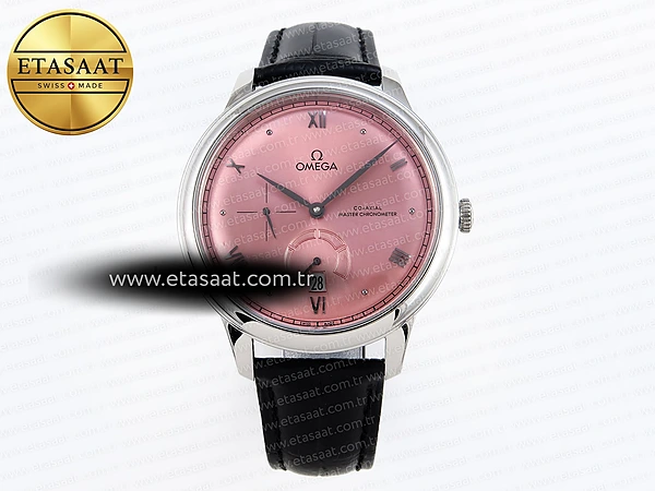 Omega De Ville Güç Rezervi SS Mkf Pembe Kadran Siyah Deri Eta Saat - 1:1 Süper Klon Replika Saat