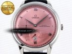 Omega De Ville Power Reserve SS MKF 1:1 Best Edition Pink Dial on Black Leather Strap - Görsel 4