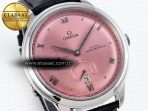 Omega De Ville Power Reserve SS MKF 1:1 Best Edition Pink Dial on Black Leather Strap - Görsel 5