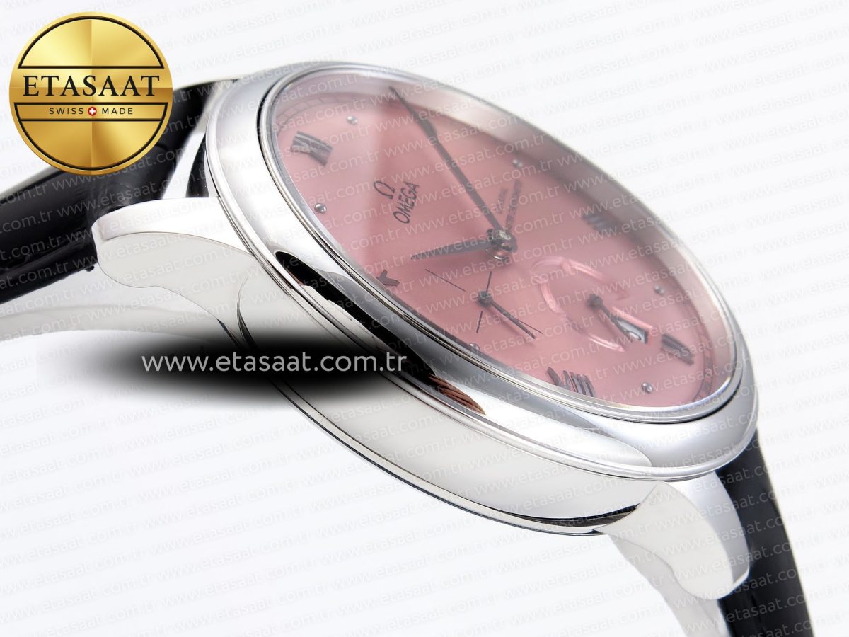 Omega De Ville Power Reserve SS MKF 1:1 Best Edition Pink Dial on Black Leather Strap - Görsel 9