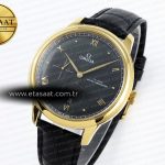 Omega De Ville Power Reserve YG Black Dial on Black Leather A8810