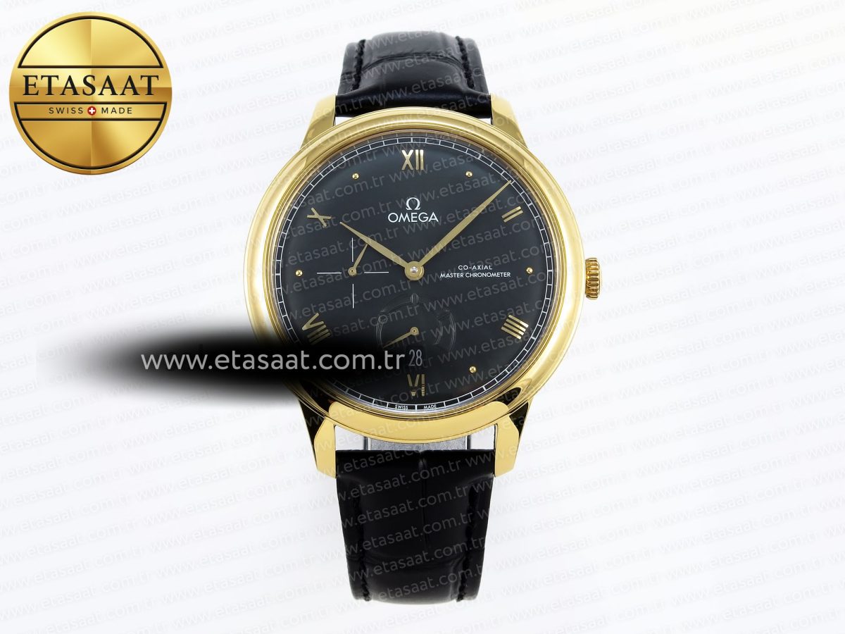 Omega De Ville Power Reserve YG Black Dial on Black Leather A8810 - Görsel 3
