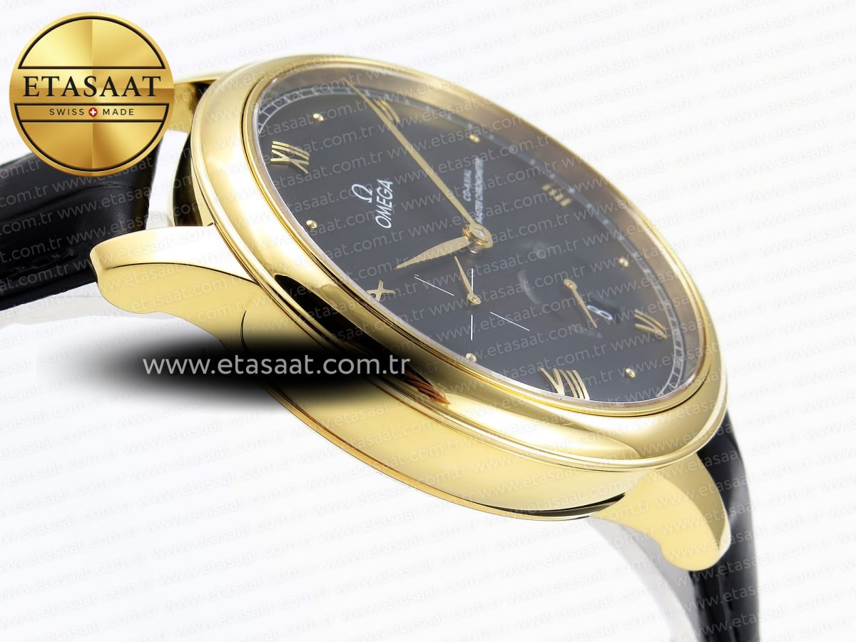 Omega De Ville Power Reserve YG Black Dial on Black Leather A8810 - Görsel 9