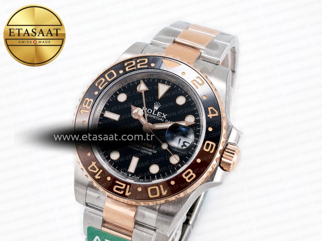 gmt master ii 126711 chnr arf 11 best edition black dial on rg ss bracelet sh3285 chs1