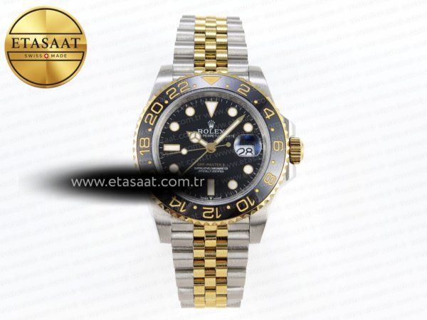 Rolex GMT Master II 126713 Siyah Kadran Jubilee VR3285 Eta Saat - 1:1 Süper Klon Replika Saat