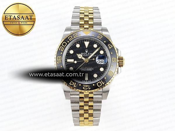 Rolex GMT Master II 126713 Siyah Kadran Jubilee VR3285 Eta Saat - 1:1 Süper Klon Replika Saat