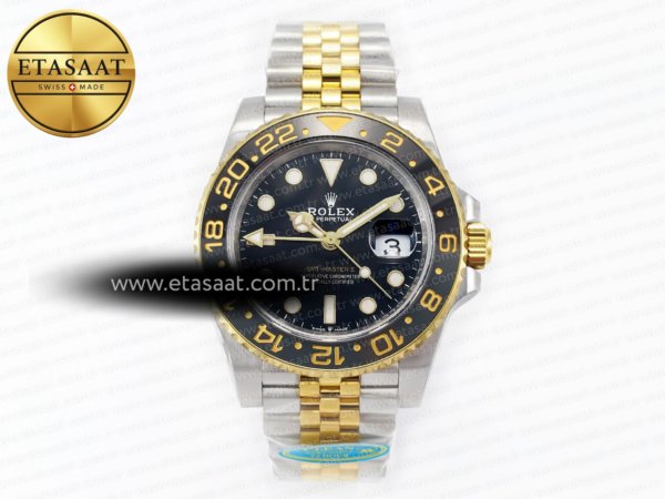 Rolex GMT Master II 126713 Siyah Kadran Jubilee DD3285 Eta Saat - 1:1 Süper Klon Replika Saat