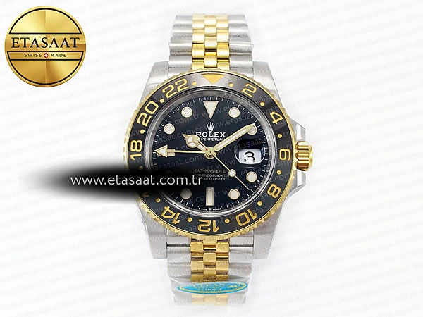 Rolex GMT Master II 126713 Siyah Kadran Jubilee DD3285 Eta Saat - 1:1 Süper Klon Replika Saat