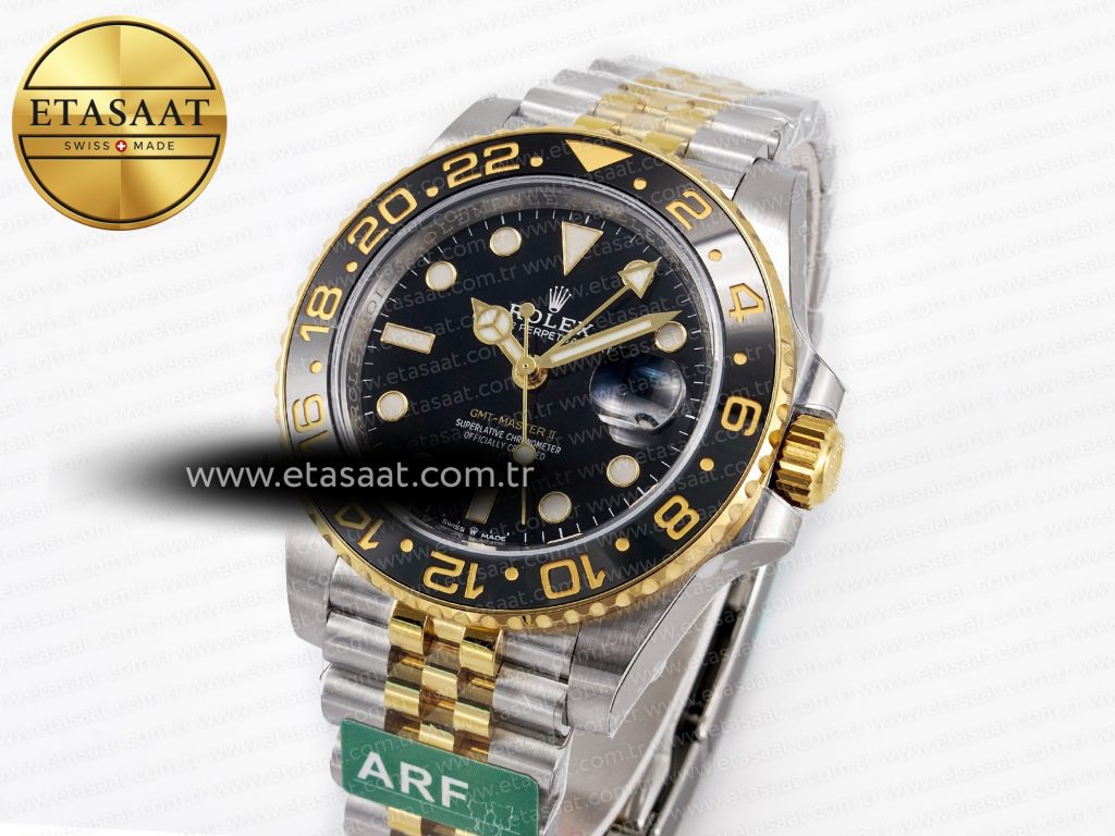 gmt master ii 126713 grnr arf 11 best edition black dial on yg ss jubilee bracelet sh3285 chs2