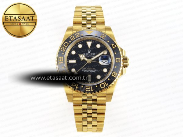 Rolex GMT Master II 126718 Siyah Kadran Jubilee VR3285 Eta Saat - 1:1 Süper Klon Replika Saat