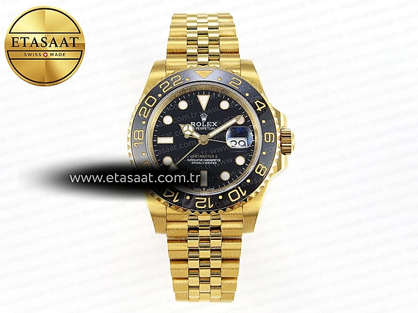 Rolex GMT Master II 126718 Siyah Kadran Jubilee VR3285 Eta Saat - 1:1 Süper Klon Replika Saat