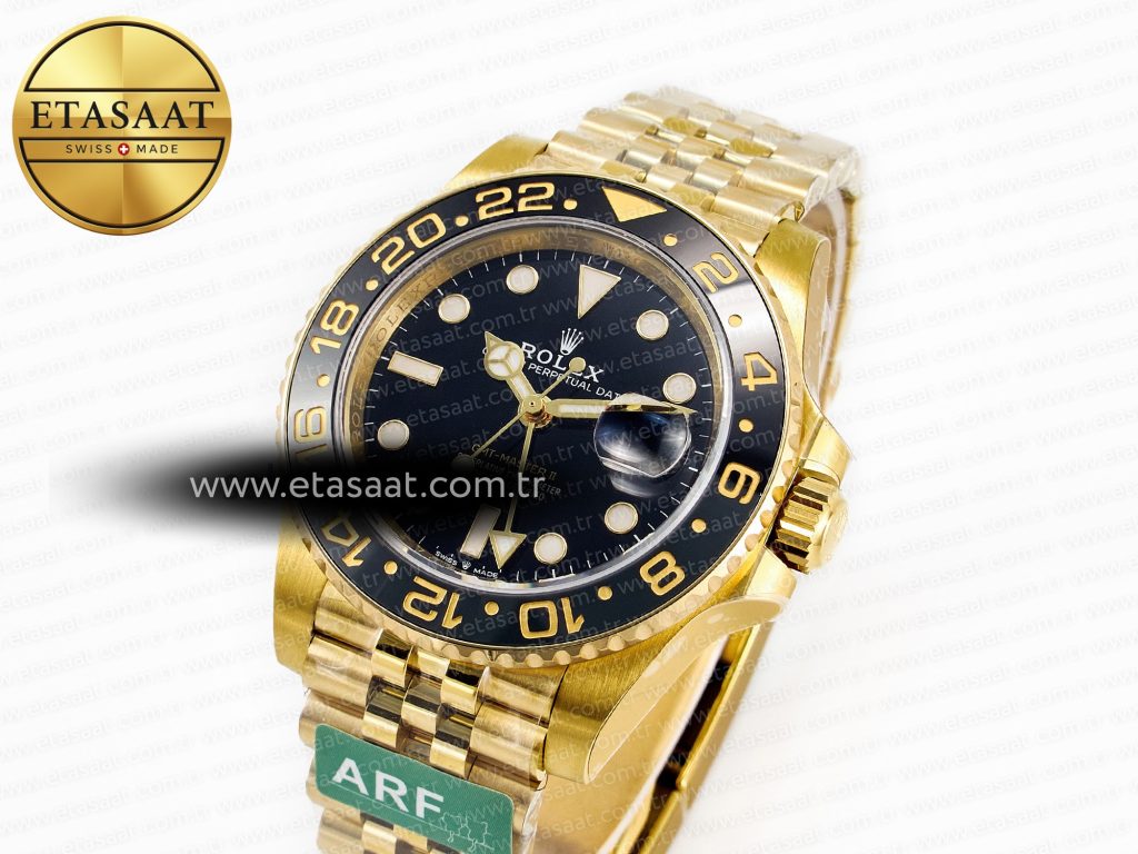 gmt master ii 126718 grnr arf 11 best edition black dial on yg jubilee bracelet sh3285 chs1