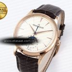 Jaeger Lecoultre Master Ultra Thin Moon 1368420 RG ZF 1:1 Best Edition White Dial on Brown Leather Strap SA925 Super Clone V2