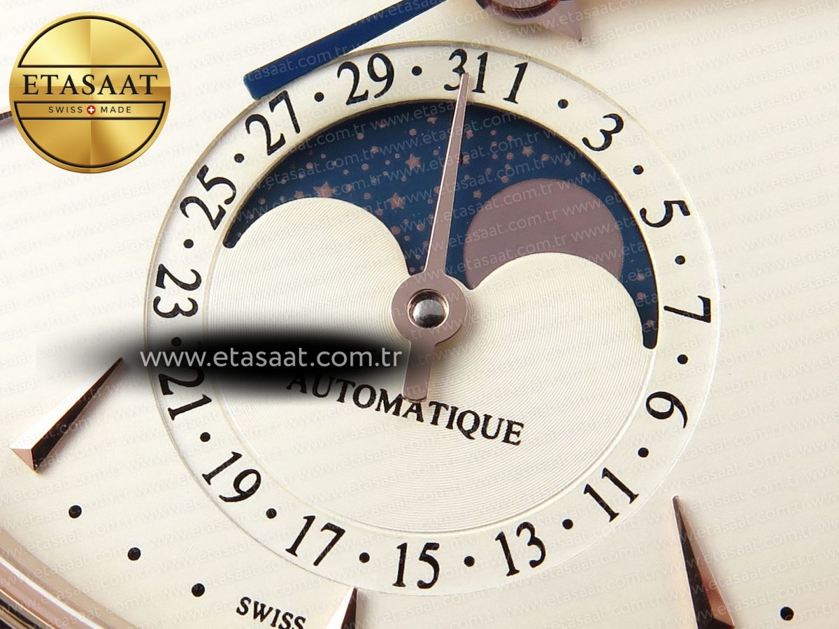 Jaeger Lecoultre Master Ultra Thin Moon 1368420 RG ZF 1:1 Best Edition White Dial on Brown Leather Strap SA925 Super Clone V2 - Görsel 11