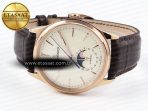 Jaeger Lecoultre Master Ultra Thin Moon 1368420 RG ZF 1:1 Best Edition White Dial on Brown Leather Strap SA925 Super Clone V2 - Görsel 6