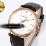 Jaeger Lecoultre Master Ultra Thin Moon 1368420 RG ZF 1:1 Best Edition White Diamond Dial on Brown Leather Strap SA925 Super Clone V2
