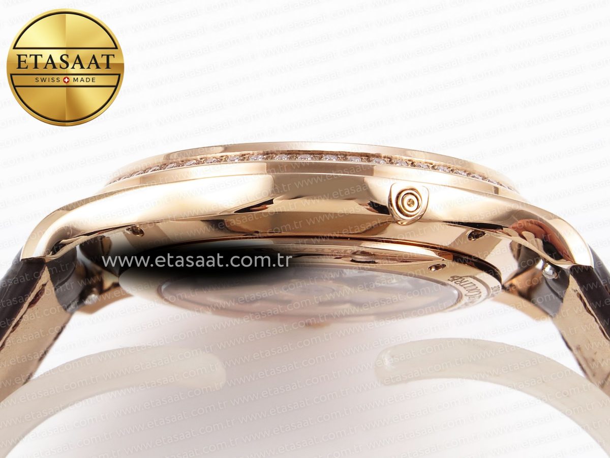 Jaeger Lecoultre Master Ultra Thin Moon 1368420 RG ZF 1:1 Best Edition White Diamond Dial on Brown Leather Strap SA925 Super Clone V2 - Görsel 12