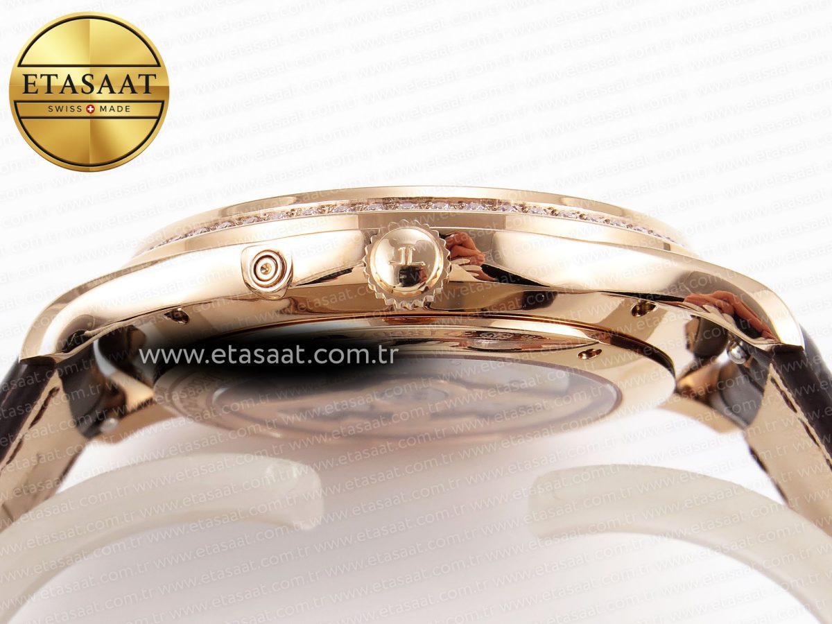 Jaeger Lecoultre Master Ultra Thin Moon 1368420 RG ZF 1:1 Best Edition White Diamond Dial on Brown Leather Strap SA925 Super Clone V2 - Görsel 13