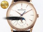 Jaeger Lecoultre Master Ultra Thin Moon 1368420 RG ZF 1:1 Best Edition White Diamond Dial on Brown Leather Strap SA925 Super Clone V2 - Görsel 3