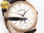 Jaeger Lecoultre Master Ultra Thin Moon 1368420 RG ZF 1:1 Best Edition White Diamond Dial on Brown Leather Strap SA925 Super Clone V2 - Görsel 4