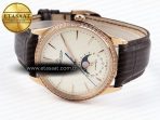 Jaeger Lecoultre Master Ultra Thin Moon 1368420 RG ZF 1:1 Best Edition White Diamond Dial on Brown Leather Strap SA925 Super Clone V2 - Görsel 6