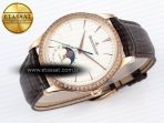 Jaeger Lecoultre Master Ultra Thin Moon 1368420 RG ZF 1:1 Best Edition White Diamond Dial on Brown Leather Strap SA925 Super Clone V2 - Görsel 7