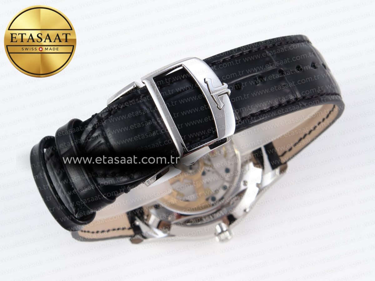Jaeger Lecoultre Master Ultra Thin Moon 1368420 SS ZF 1:1 Best Edition Black Dial on Black Leather Strap SA925 Super Clone V2 - Görsel 15