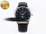 Jaeger Lecoultre Master Ultra Thin Moon 1368420 SS ZF 1:1 Best Edition Black Dial on Black Leather Strap SA925 Super Clone V2 - Görsel 3