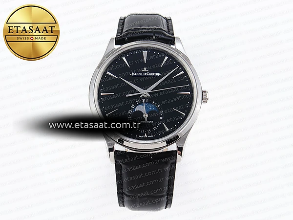 Jaeger-LeCoultre Master Ultra Thin 1368420 39mm Siyah Kadran Deri Kordon ZF Cal.925 Super Clone ETA – Ön Cephe Kadran ve Kasa Görünümü