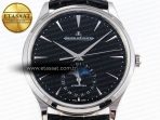 Jaeger Lecoultre Master Ultra Thin Moon 1368420 SS ZF 1:1 Best Edition Black Dial on Black Leather Strap SA925 Super Clone V2 - Görsel 4