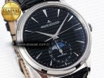 Jaeger Lecoultre Master Ultra Thin Moon 1368420 SS ZF 1:1 Best Edition Black Dial on Black Leather Strap SA925 Super Clone V2 - Görsel 5