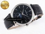 Jaeger Lecoultre Master Ultra Thin Moon 1368420 SS ZF 1:1 Best Edition Black Dial on Black Leather Strap SA925 Super Clone V2 - Görsel 7