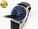 Jaeger Lecoultre Master Ultra Thin Moon 1368420 SS ZF 1:1 Best Edition Blue Dial on Black Leather Strap SA925 Super Clone V2