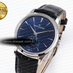 Jaeger Lecoultre Master Ultra Thin Moon 1368420 SS ZF 1:1 Best Edition Blue Dial on Black Leather Strap SA925 Super Clone V2