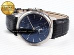 Jaeger Lecoultre Master Ultra Thin Moon 1368420 SS ZF 1:1 Best Edition Blue Dial on Black Leather Strap SA925 Super Clone V2 - Görsel 6