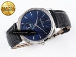 Jaeger Lecoultre Master Ultra Thin Moon 1368420 SS ZF 1:1 Best Edition Blue Dial on Black Leather Strap SA925 Super Clone V2 - Görsel 7