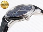 Jaeger Lecoultre Master Ultra Thin Moon 1368420 SS ZF 1:1 Best Edition Blue Dial on Black Leather Strap SA925 Super Clone V2 - Görsel 8