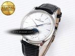 Jaeger Lecoultre Master Ultra Thin Moon 1368420 SS ZF 1:1 Best Edition White Dial on Black Leather Strap SA925 Super Clone V2