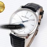Jaeger Lecoultre Master Ultra Thin Moon 1368420 SS ZF 1:1 Best Edition White Dial on Black Leather Strap SA925 Super Clone V2