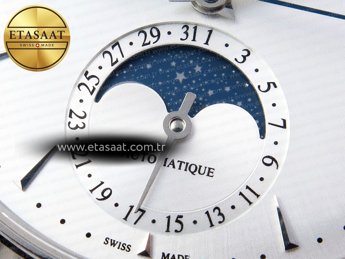 Jaeger Lecoultre Master Ultra Thin Moon 1368420 SS ZF 1:1 Best Edition White Dial on Black Leather Strap SA925 Super Clone V2 - Görsel 11