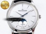 Jaeger Lecoultre Master Ultra Thin Moon 1368420 SS ZF 1:1 Best Edition White Dial on Black Leather Strap SA925 Super Clone V2 - Görsel 4