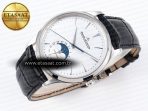 Jaeger Lecoultre Master Ultra Thin Moon 1368420 SS ZF 1:1 Best Edition White Dial on Black Leather Strap SA925 Super Clone V2 - Görsel 6