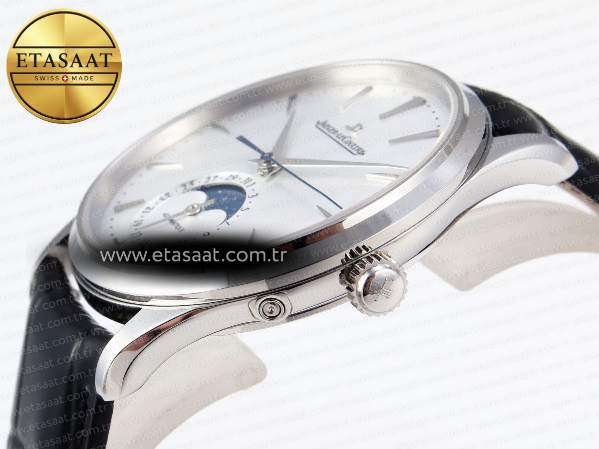 Jaeger Lecoultre Master Ultra Thin Moon 1368420 SS ZF 1:1 Best Edition White Dial on Black Leather Strap SA925 Super Clone V2 - Görsel 8