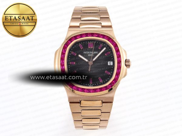Patek Philippe Nautilus 5711 RG Gri Kadran Mor 324CS Eta Saat - Görsel 3 - 1:1 Süper Klon Saat